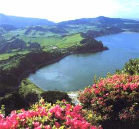 crater of an extinct volcano in the Azores